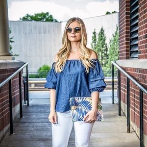 Denim off the shoulder top